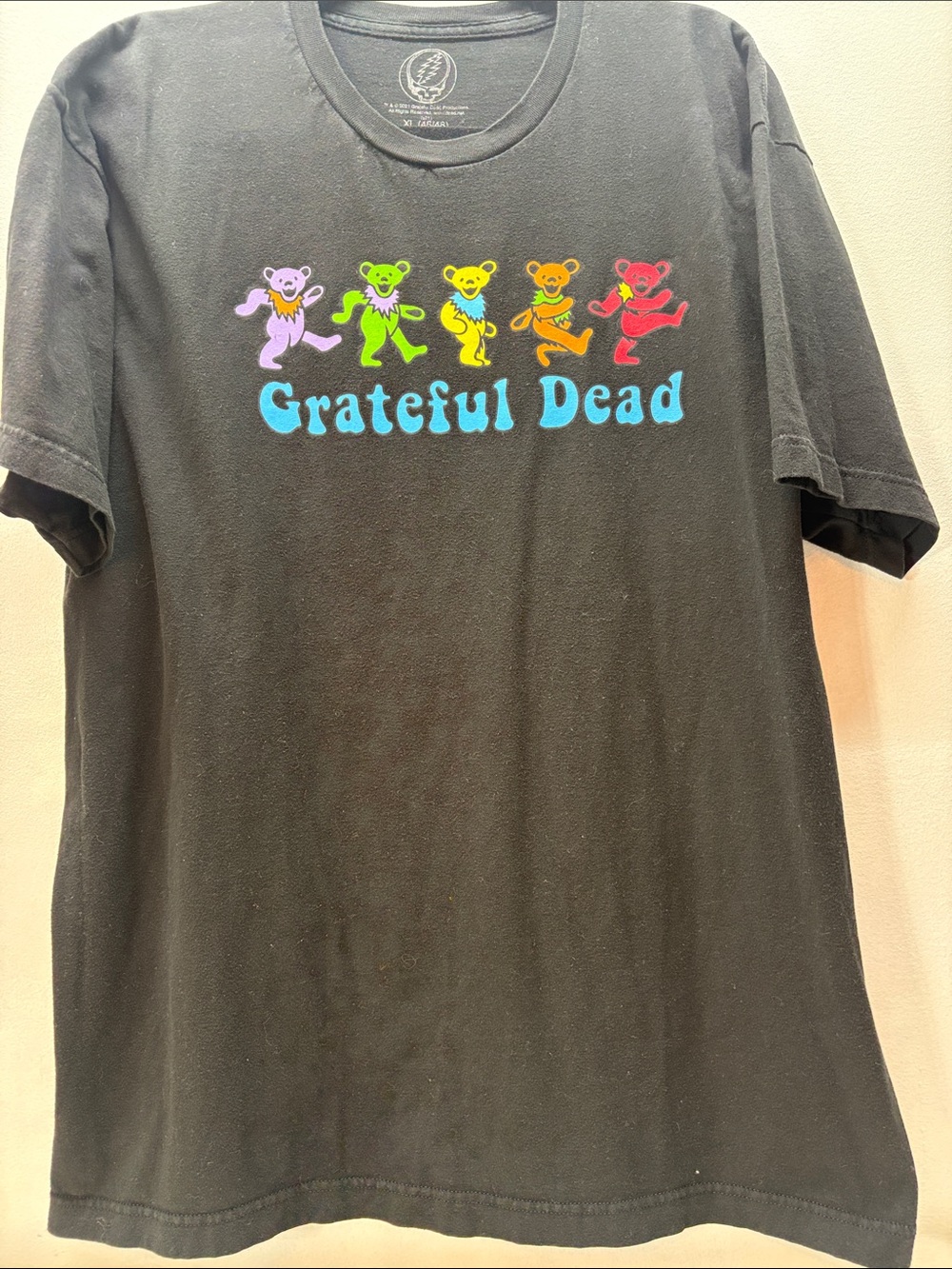 Grateful Dead Black Tee with Multicolor Dancing Bears - Picture 2 of 6